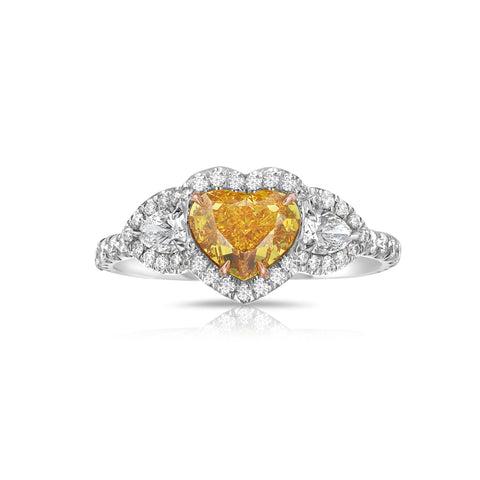 orange heart diamond ring