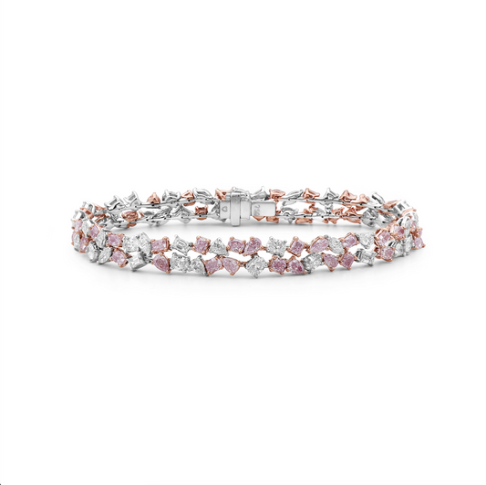 21.66 Carat Fancy Pink Diamond Necklace and Bracelet Set