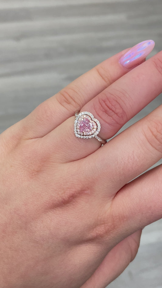 1.00ct Faint Pink Heart Diamond Ring