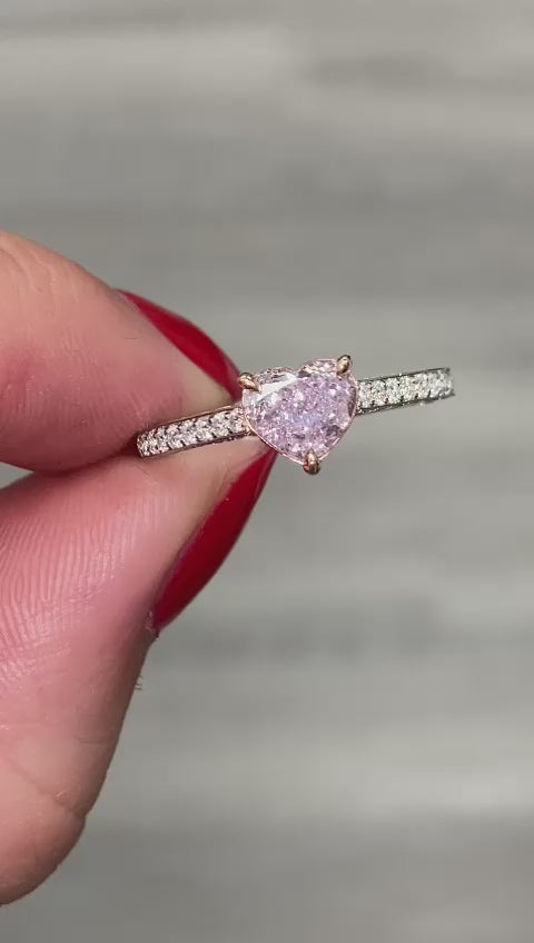 1.00ct Faint Pink Heart Diamond Ring