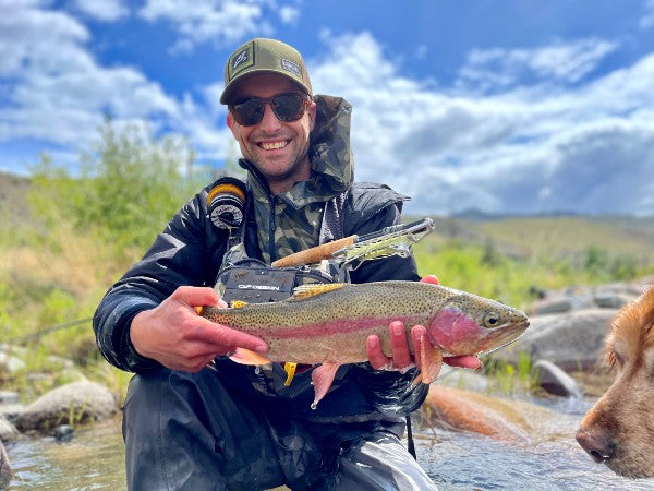 GREG DERING WITH A COLORFUL RAINBOW TROUT CAUGHT USING TRUCKEE RESIDENT JEFF SASAKI’S INNOVATIVE NEW STINGER REEL, PHOTO COURTESY MAVRK