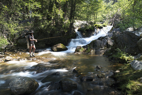 CHELSEA BAUM FISHES A SMALL CREEK IN THE TAHOE NATIONAL FOREST, PHOTO BY DAVID BRAUN