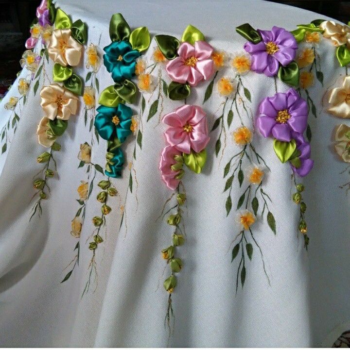 10 Ribbon Embroidery Flowers with silk/satin ribbons (Tutorials