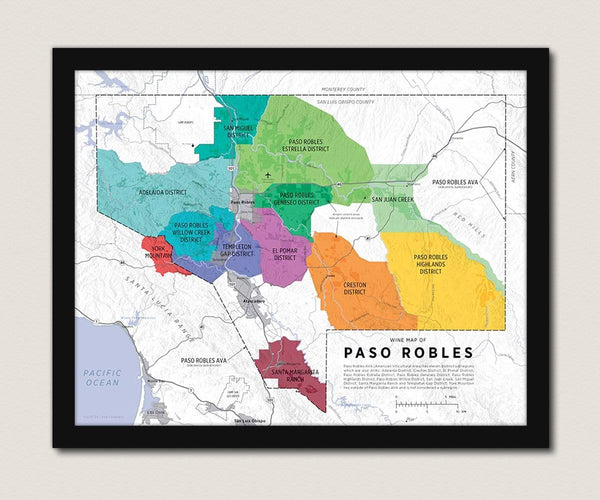 Wine Map of Paso Robles De Long