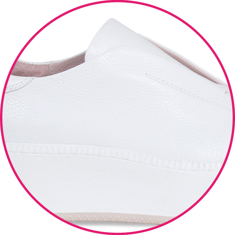 Drama: White Leather - Wide Fit Sneakers for Bunions