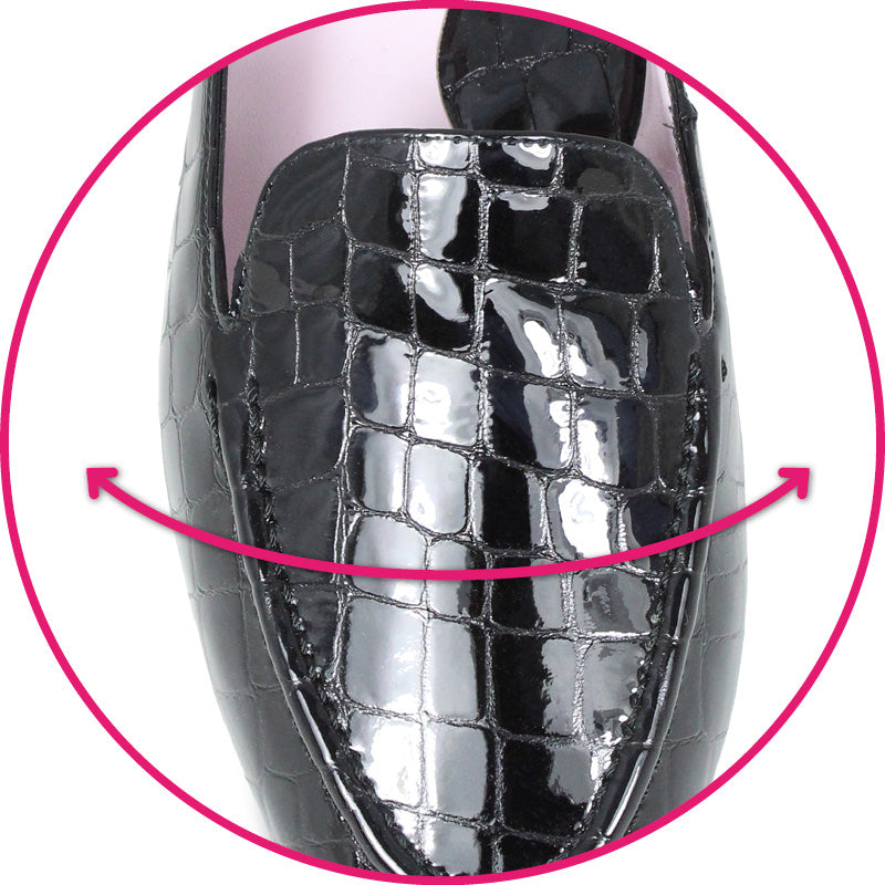 Tabitha: Black Croc Leather - Loafers for Bunions | Sole Bliss