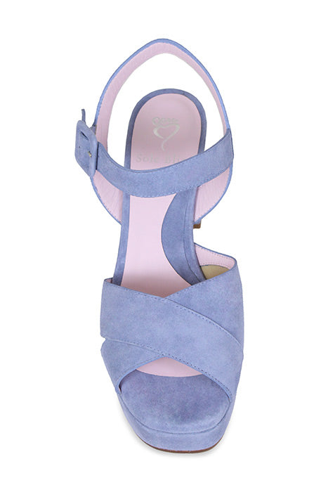 Ruby: Sky Blue Suede - Wide Platform Heels for Bunions | Sole Bliss USA