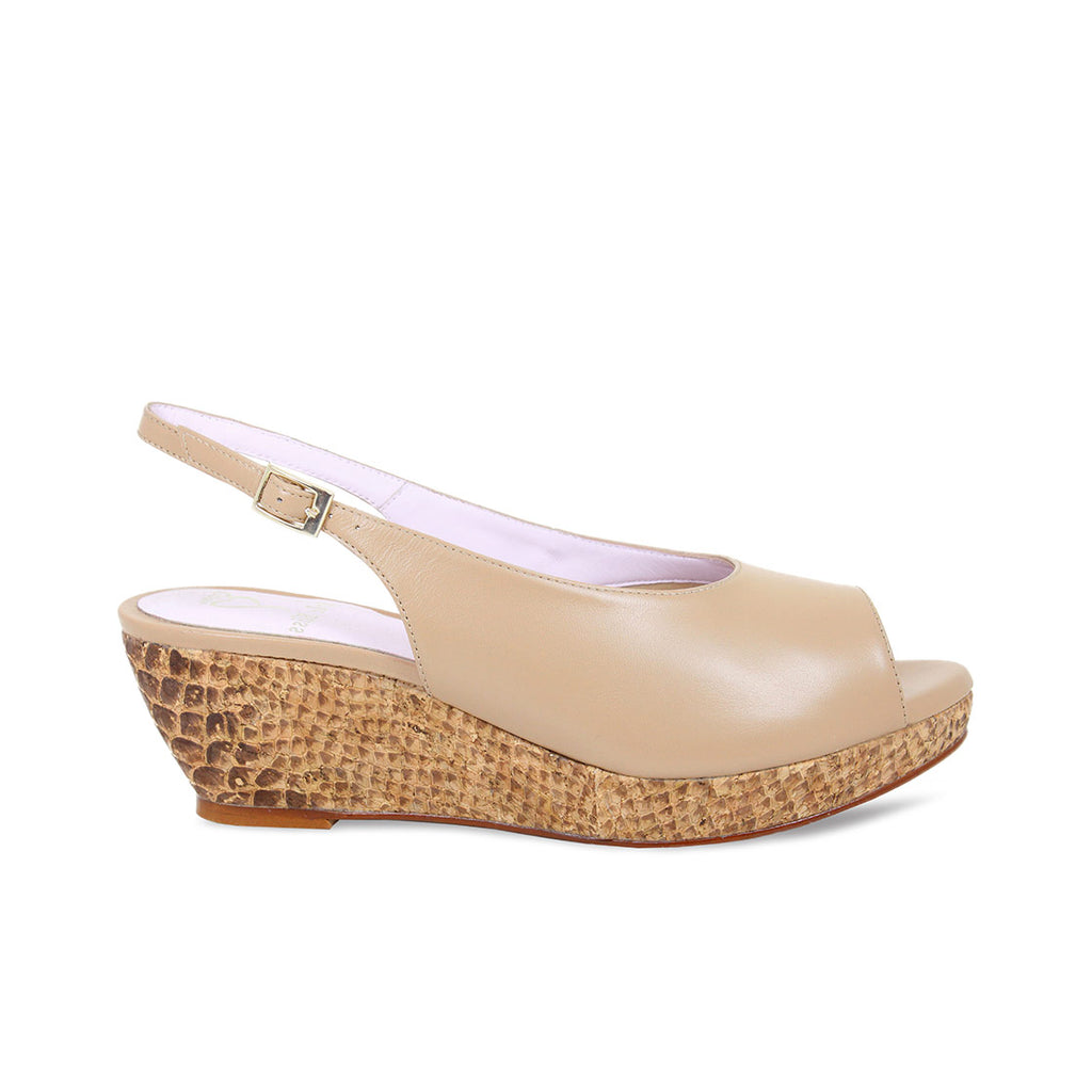 Zena: Nude Leather - Stylish Low Wedges for Bunions | Sole Bliss