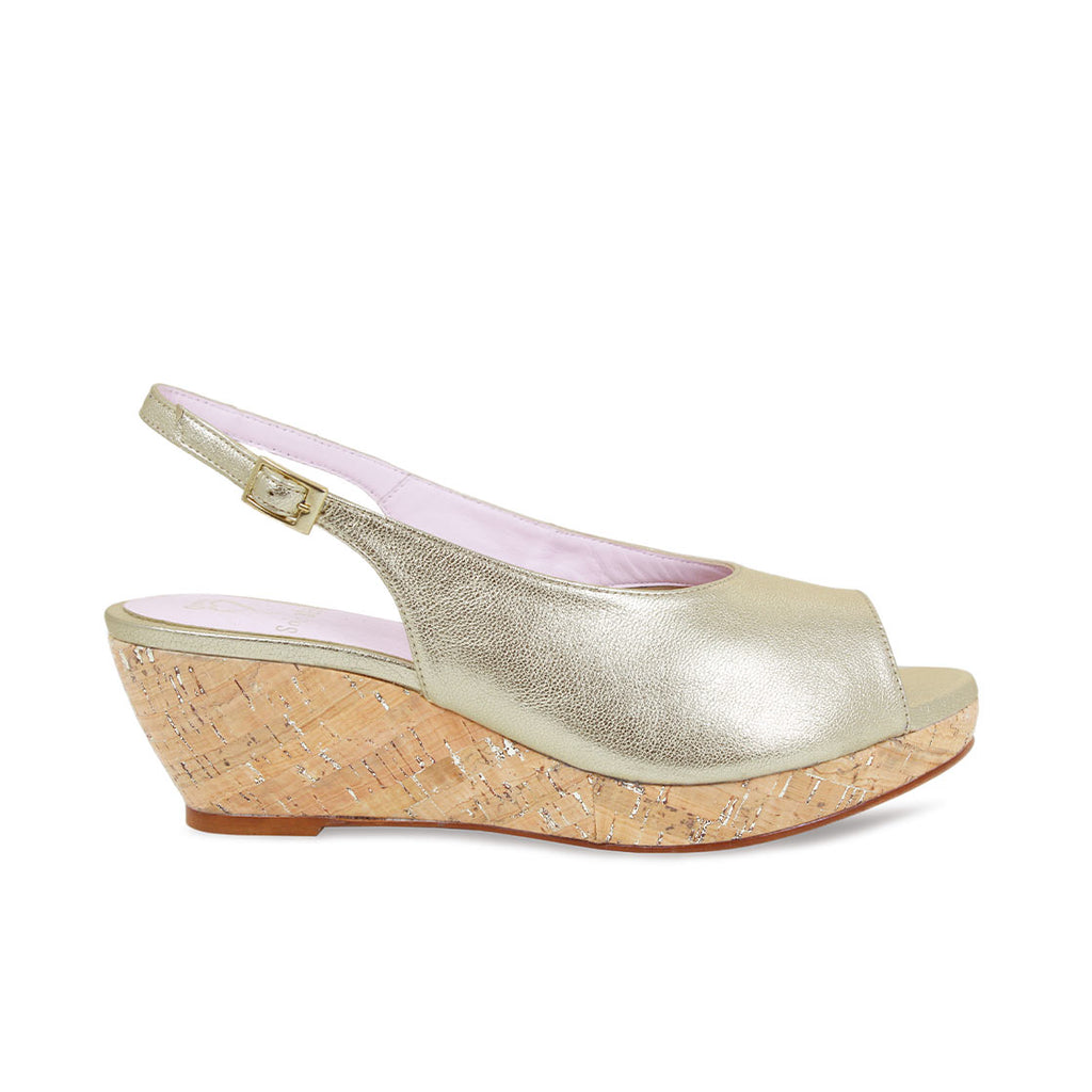 Zena: Gold Leather - Chic Wedge for Bunions & Wide Feet | Sole Bliss