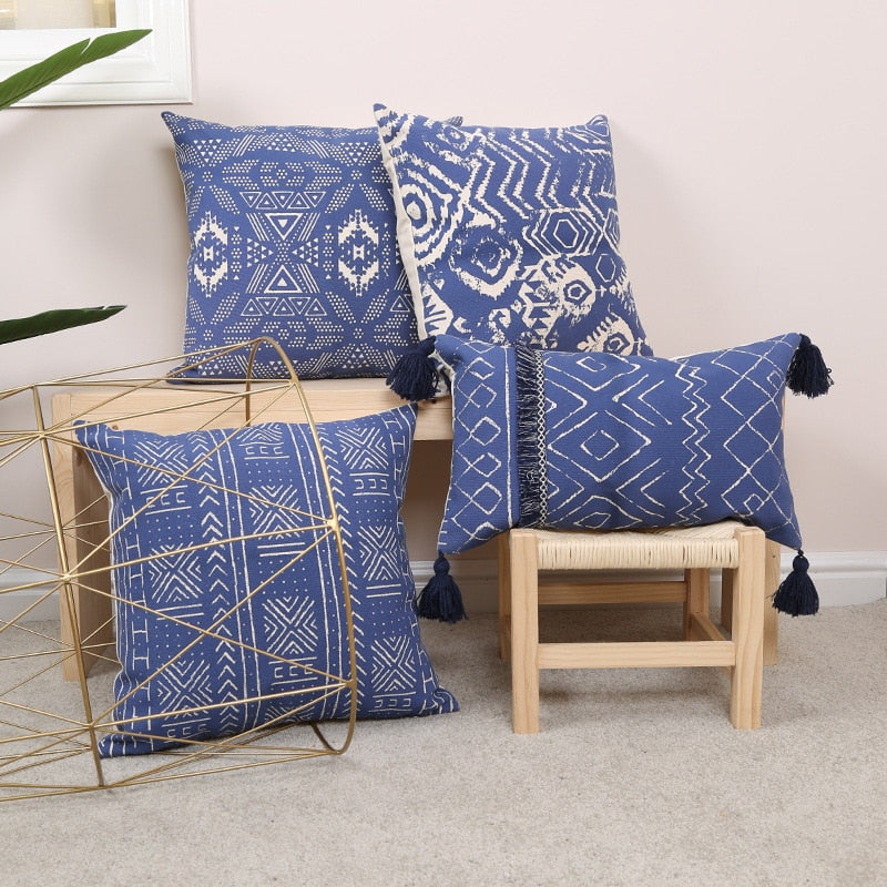 Medieval Design Bleu Tapestry Cushion Cover - Classic Home Decor Collection  cushion cover, H18 x W18