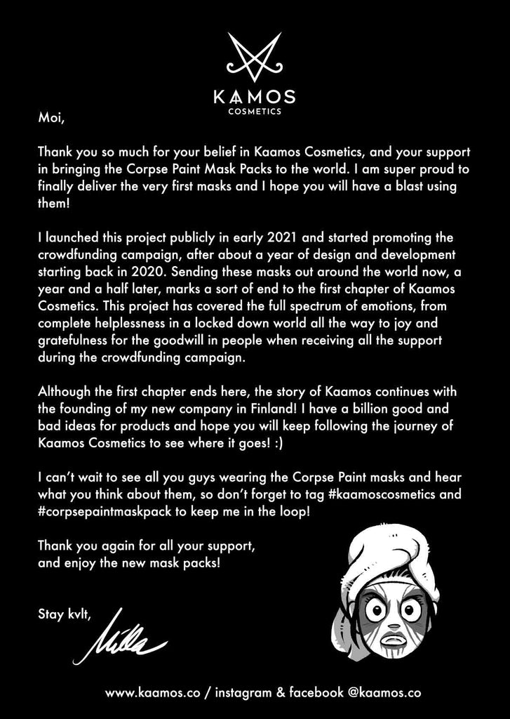 Thank you letter for everyone who backed the crowdfunding campaign