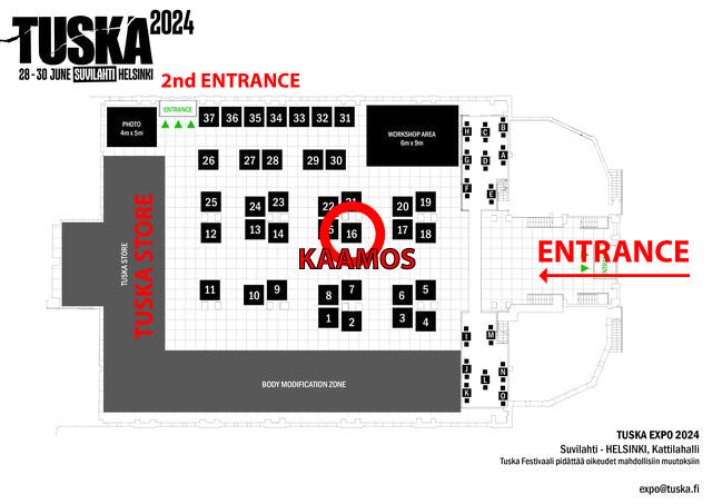 Kaamos Co shop location in Tuska expo, Tuska open air metal festival in Helsinki, Finald