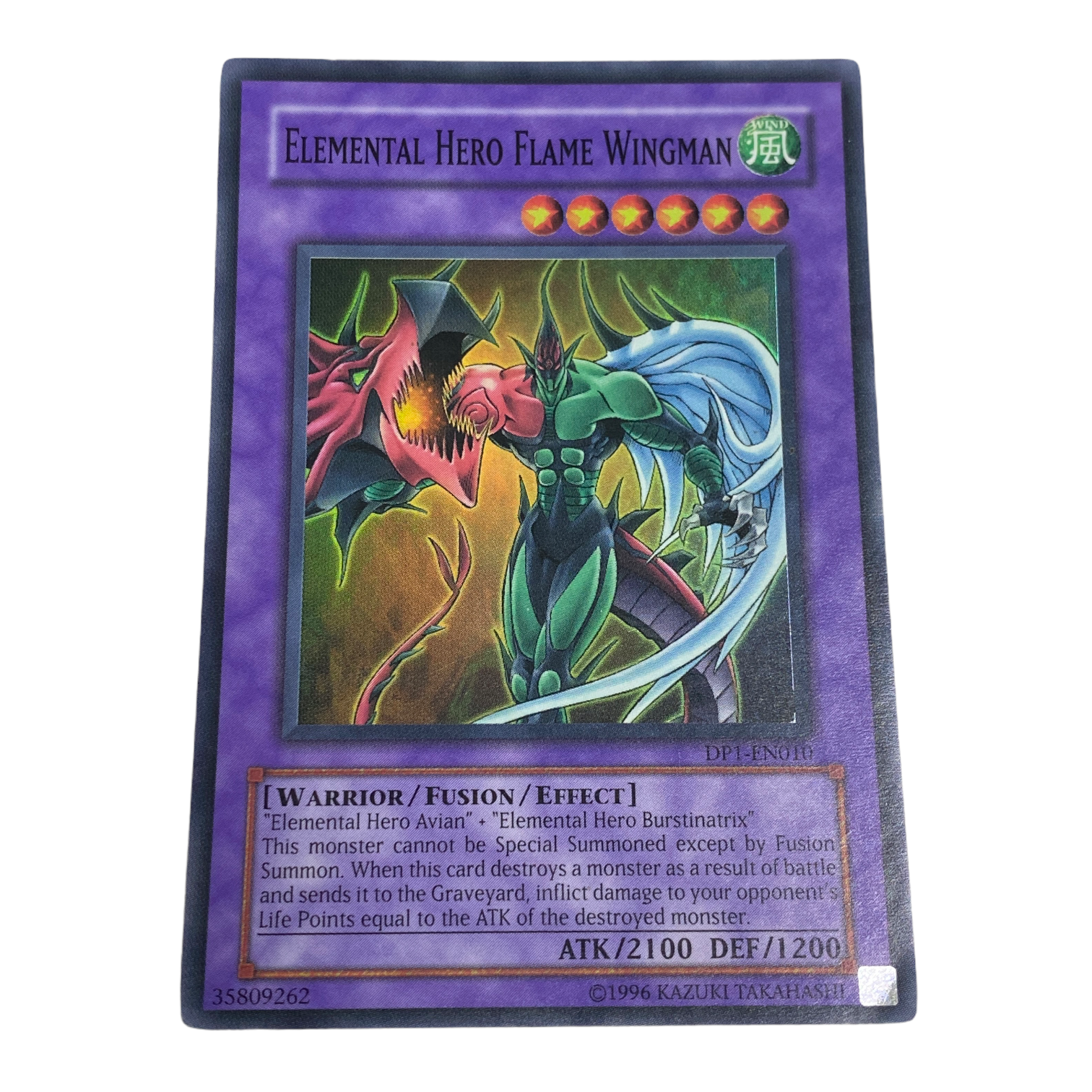 Yu-Gi-Oh! Elemental Hero Flame Wingman Super Rare Trading Card DP1