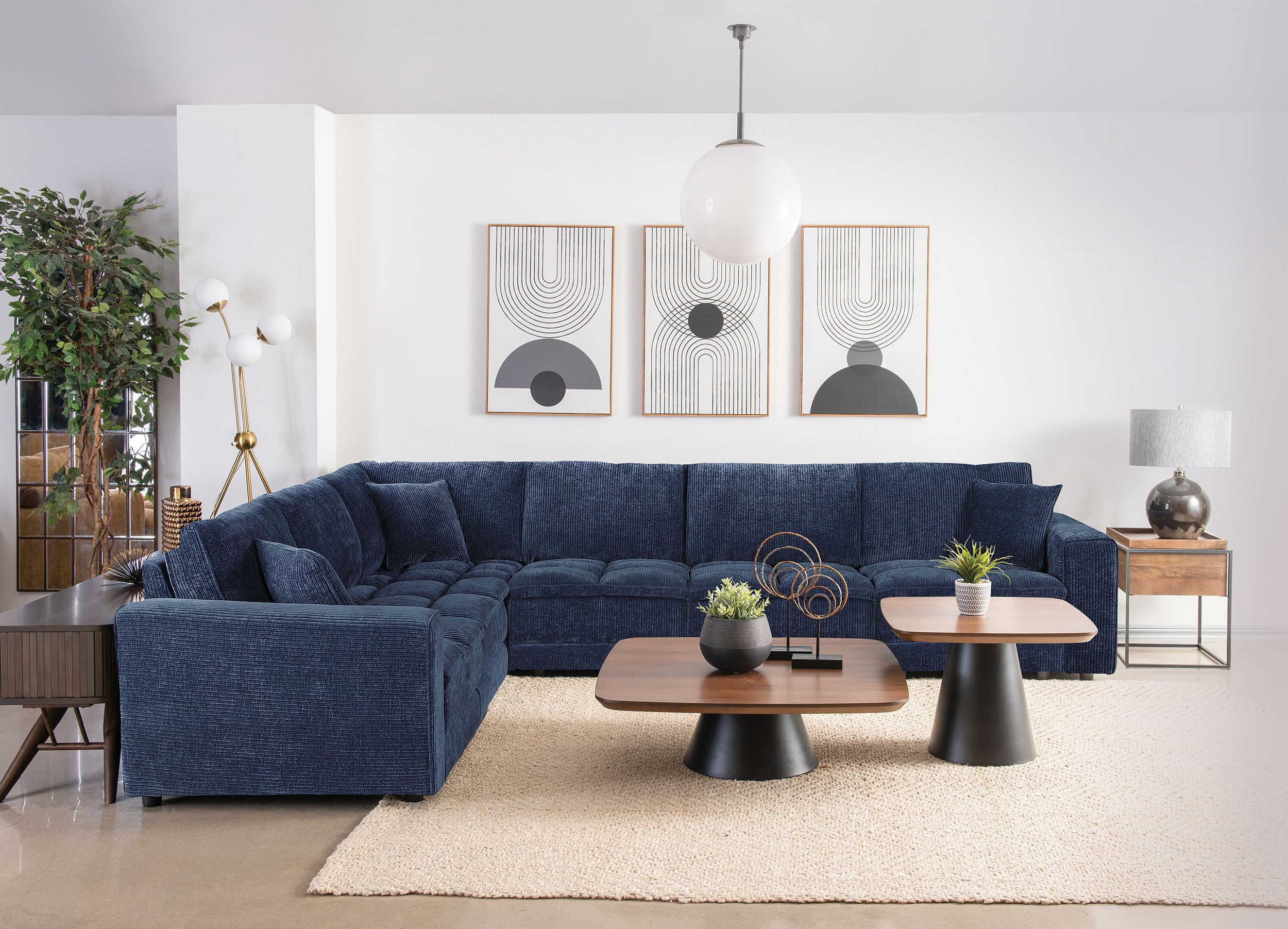 Blue Atlantic 6-piece Upholstered Modular Sectional Sofa