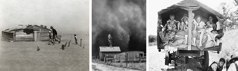 Dust Bowl y thirty thirties en EEUU, brutal sequía y tormentas de arena que devastaron Colorado, Texas, Oklahoma y Kansas. Las lluvias, la recuperación del terreno, los cultivos y el ganado fueron el origen de las Stock Tank Pool. Unos abrevaderos duraderos que suministraran agua al ganado tras la sequía. 
