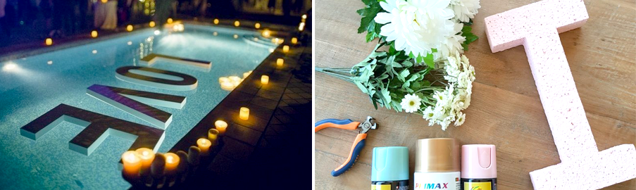 Mensaje flotante para piscina, decoración romántica para piscina. Letras flotantes.