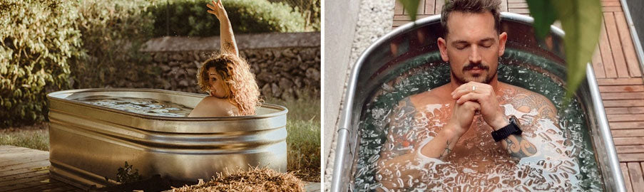 Piscina de acero ovalada tamaño mediano, bañera rústica de metal