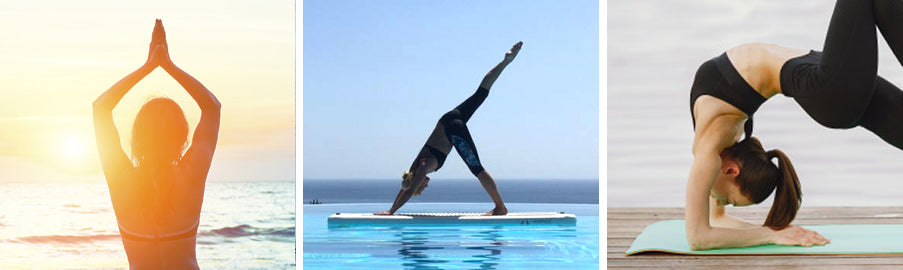 Fitness en piscinas, yoga en piscina, woga, ejercicios en el agua.