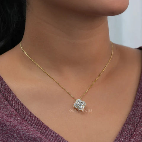 The diamond halo pendant for women is made with the proper craftsmanship, is suitable for everyday wear for a pretty look, and is customized for preference.