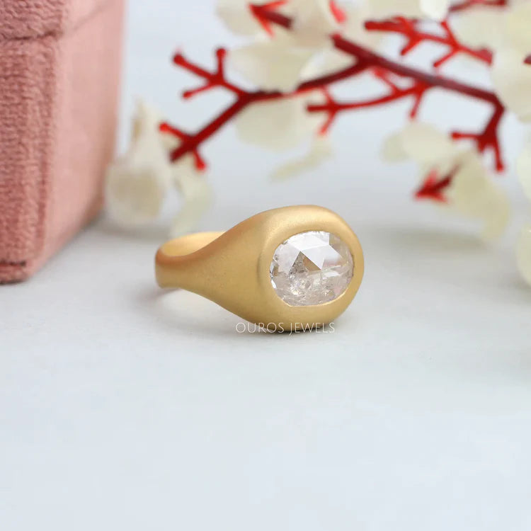 Yellow gold bezel set ring for men to gifted as engagement ring