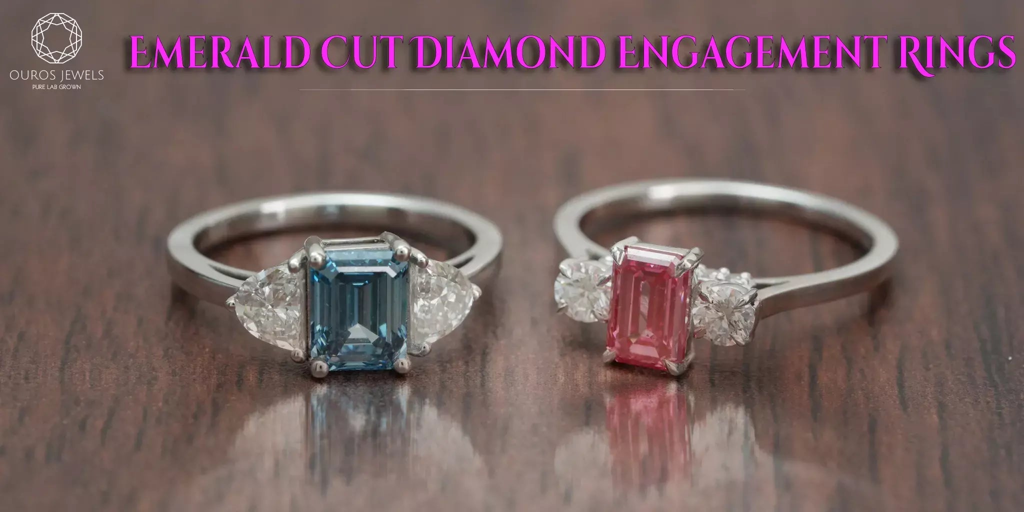 Emerald Cut Lab Diamond Three-Stone Engagement Ring