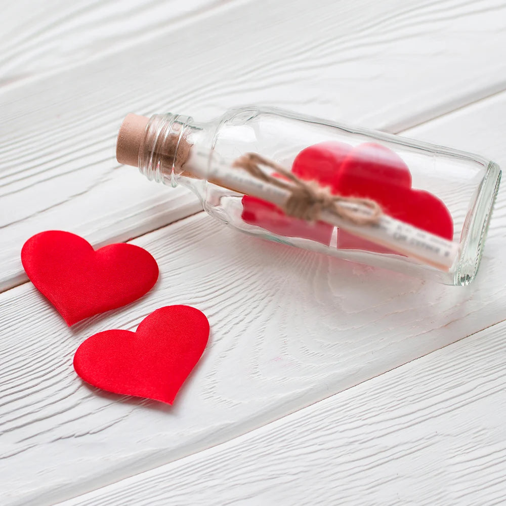 Proposing a love partner with a romantic bottle message related to visualizing a better future together