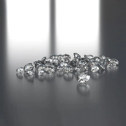 Round brilliant cut polished diamonds that are mined from the land as natural diamonds.