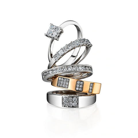 White gold, platinum, rose gold, silver metal stackable band for women to shop for doing engagement with grand celebration.