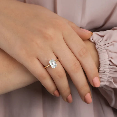 [Emerald Cut Solitaire Engagement Ring]-[ouros jewels]