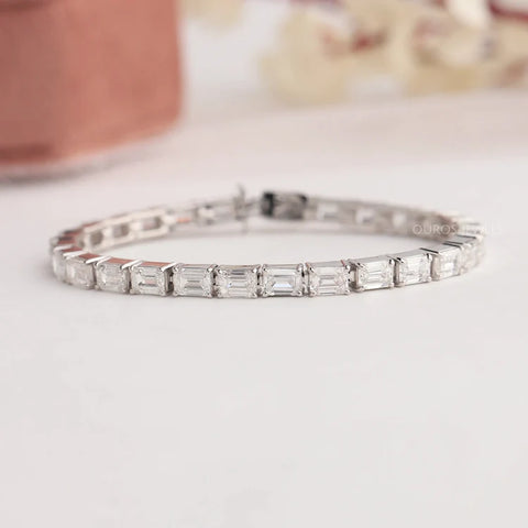 [6.55-carat weighted emerald cut lab-grown diamond tennis bracelet for women]-[ouros jewels]