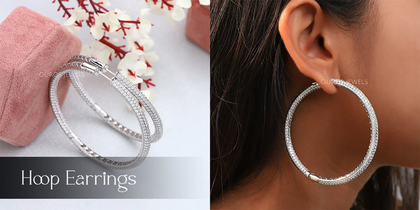 [Diamond Hoop Earrings]-[ouros jewels]