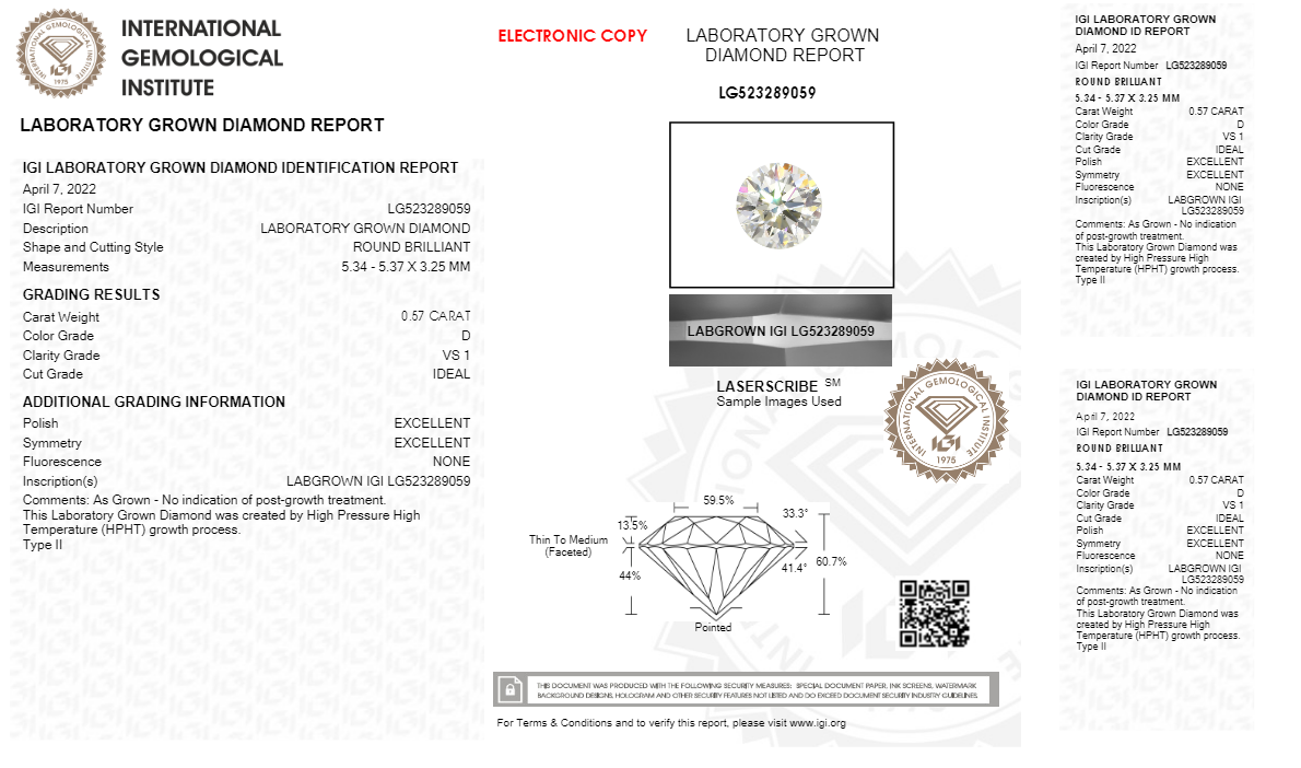 IGI Diamond Certificate