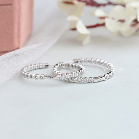 [Hoop diamond earrings for women as friendship day gift]-[ouros jewels]