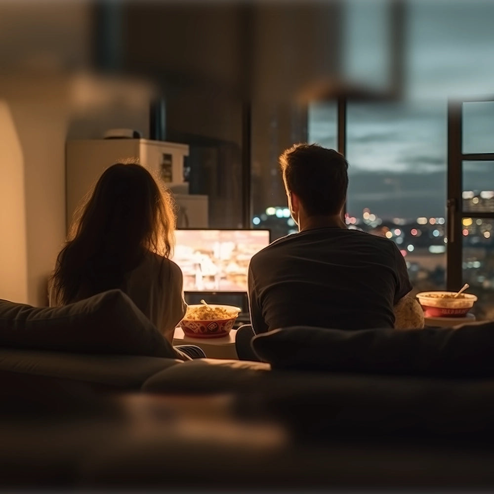 Boyfriend propose a wedding question to girlfriend while watching magic show at home