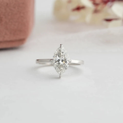 2.50 carat weighted marquise cut lab-grown diamond solitaire engagement white gold ring for girlfriend to propose her for a wedding, making the relationship trustable with this fancy and brilliant-looking ring.