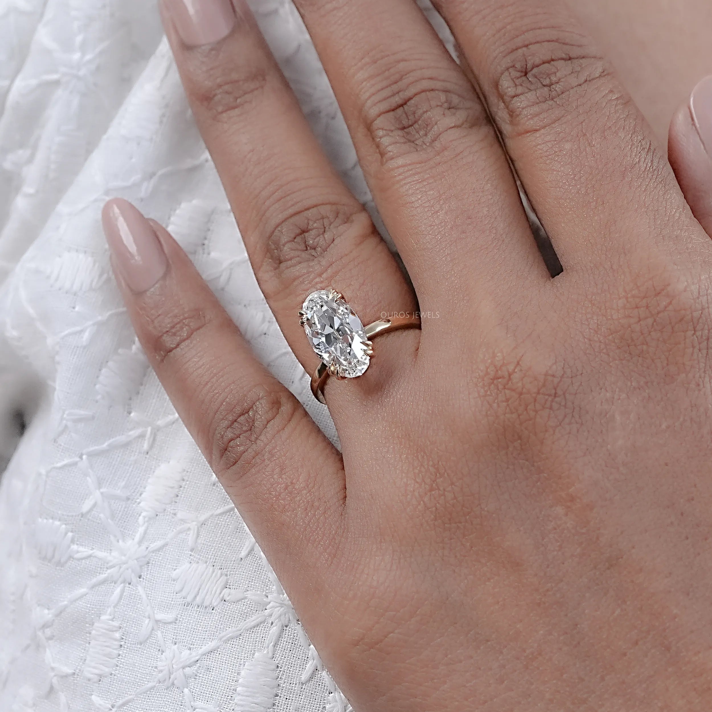 Old Mine Moval Cut Solitaire Engagement Ring