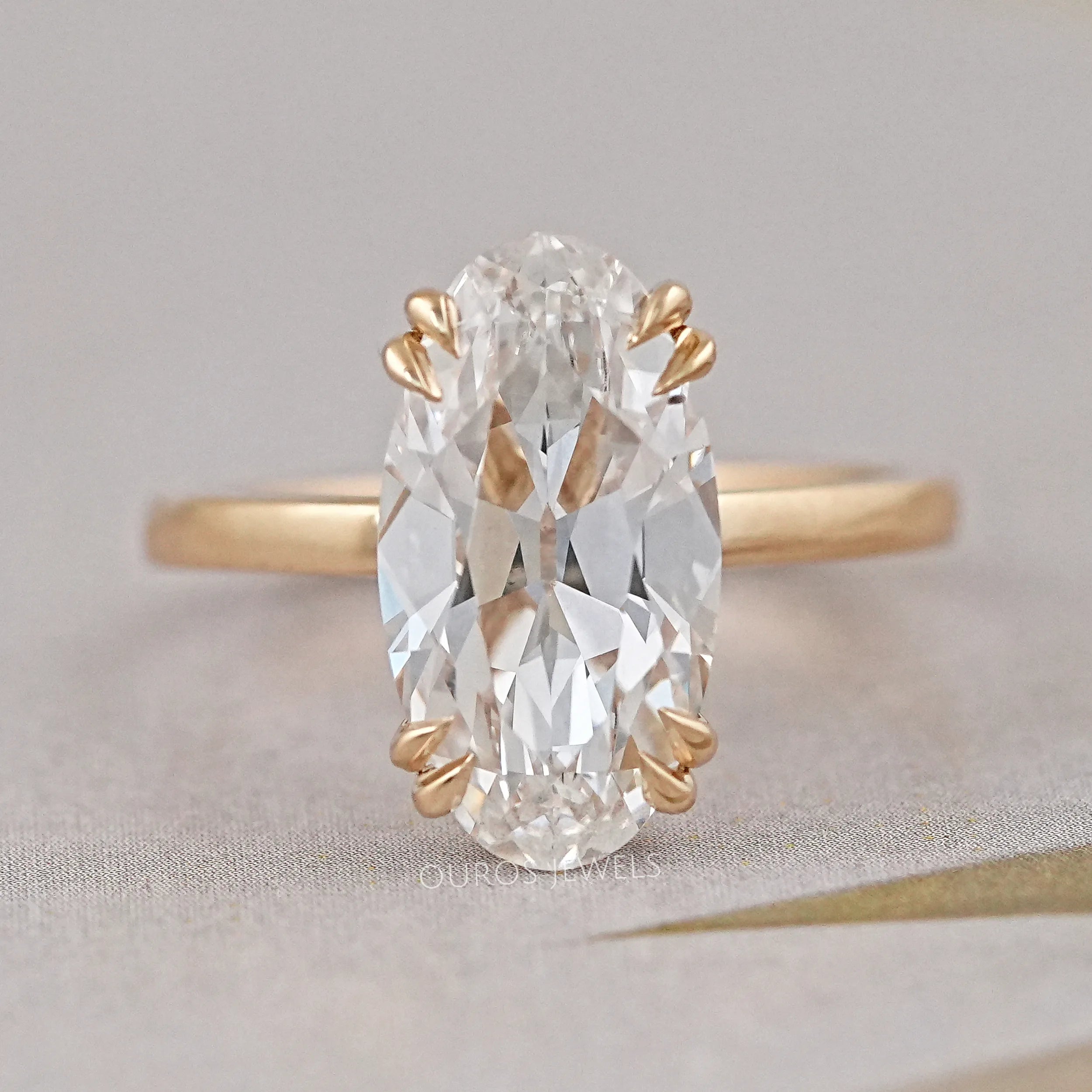 Old Mine Moval Cut Solitaire Engagement Ring