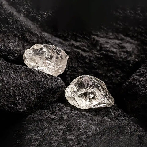 Mined diamonds in their original formation are usually referred to as rough diamonds and in the natural crystal that grows in the mines.