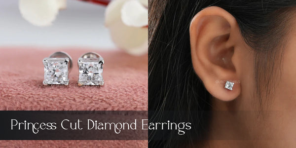[Princess Cut Diamond Earrings]-[ouros jewels]