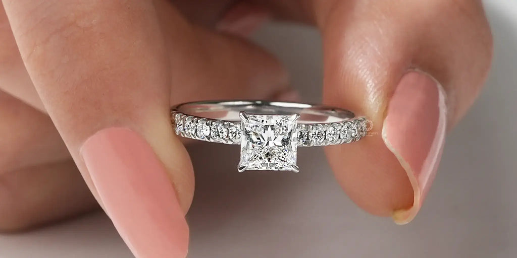 14k White Gold Custom Princess Cut Diamond Halo Engagement Ring #100576 -  Seattle Bellevue | Joseph Jewelry