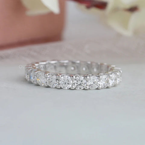 Thin Antique Style 14K White Gold Designer Diamond Wedding Band for Women  0.19ct 017276