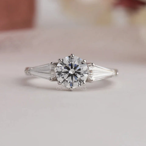 3 stone diamond engagement ring for women in white gold