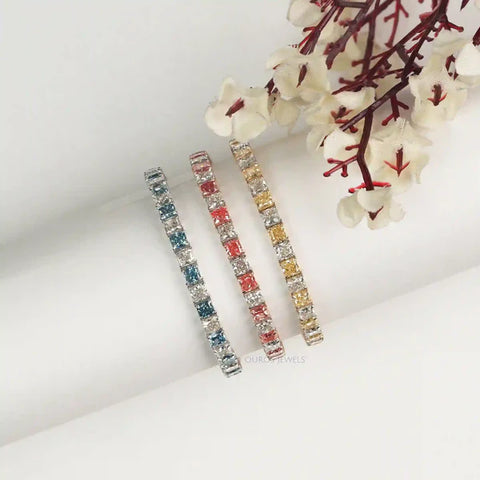 [Experience the Yellow Cushion Cut Diamond Tennis Bracelet crafted with VS clarity Lab Diamonds, it's the epitome of luxe fine jewelry. Transform your style now]-[ouros jewels]