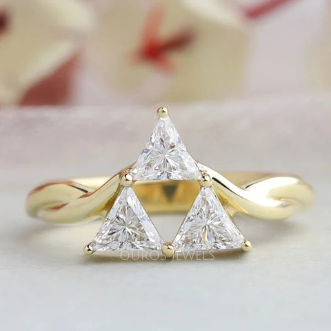 [Trilogy Triangle Cut Diamond Engagement Ring]-[ouros jewels]