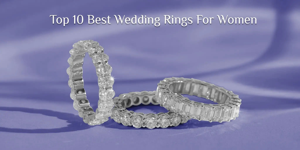 Wedding eternity rings bands for women made with lab-grown diamonds and special appearance in original material.