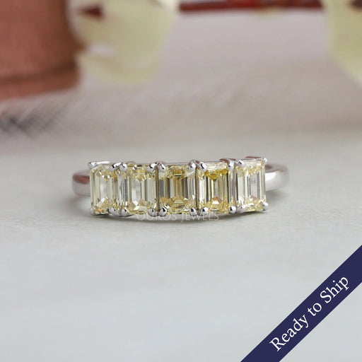 5.13ct Natural Black Diamond Emerald Cut 14k White Gold Ring