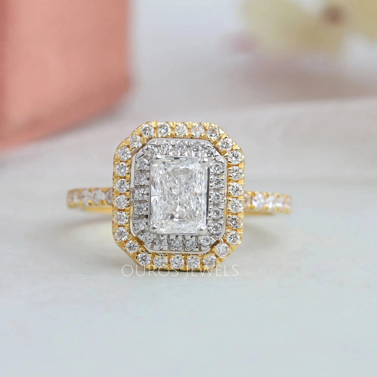 1 Carat Halo Diamond Ring Ouros Jewels