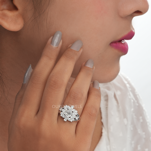 14k White Gold Three Diamond Flower Cluster Ring – Mira's Jewelers