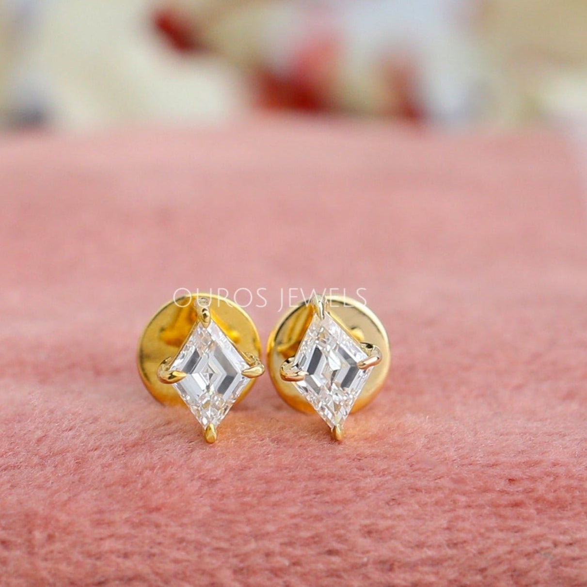 Kite Cut Diamond Stud Earrings | Ouros Jewels