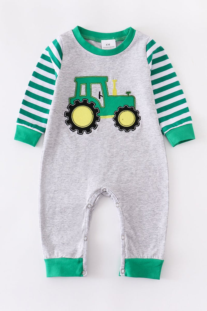 Green Tractor Baby Romper